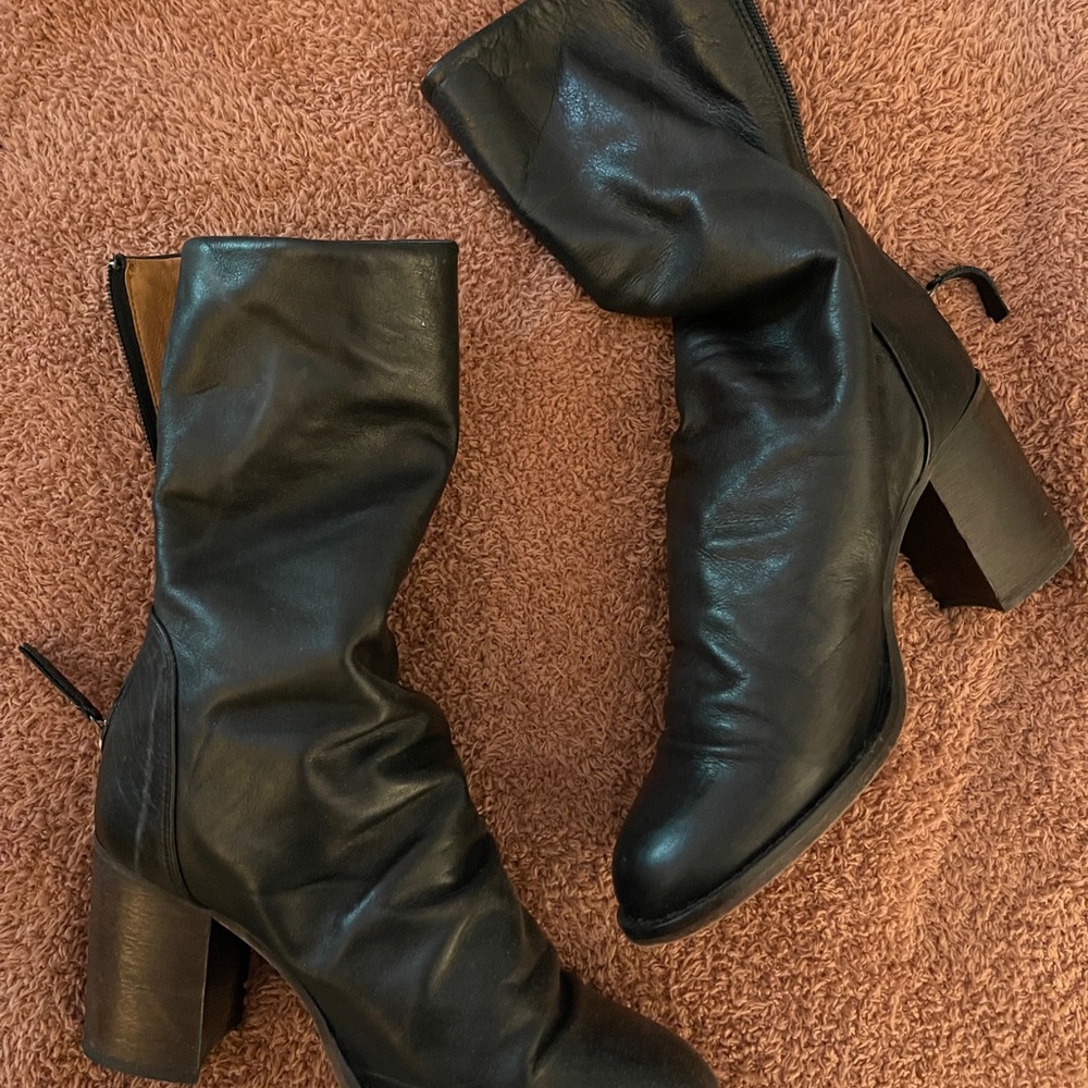 Free People Elle Block Heel Black Boot